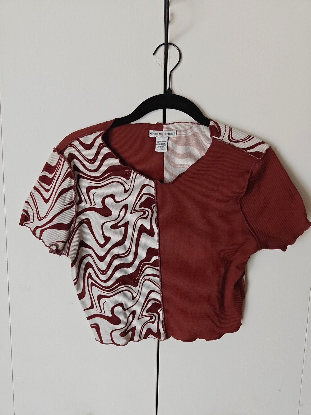 Hearts Collective Crop Top Large Rust Polyester Spandex